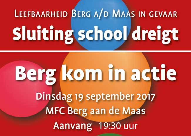 Sluiting school Berg aan de Maas dreigt!
