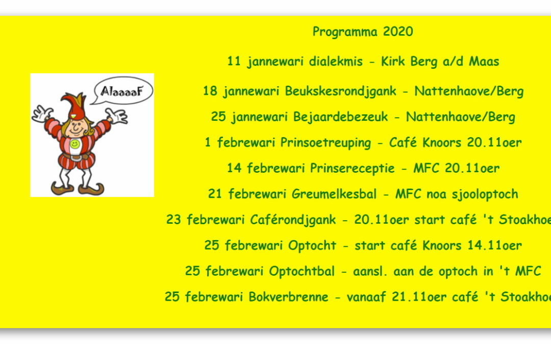 Programma Lombokkers mit de Vastelaovend